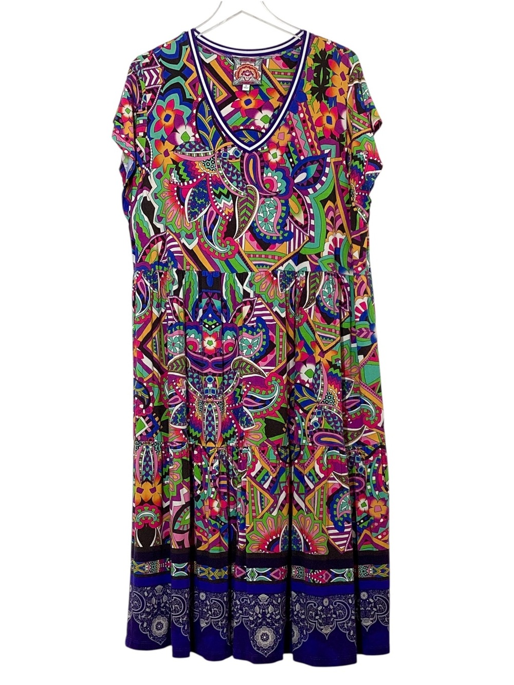 Johnny Was Janie Favorite Tiered Tea Length Dress Size 1X Floral Demarne Print